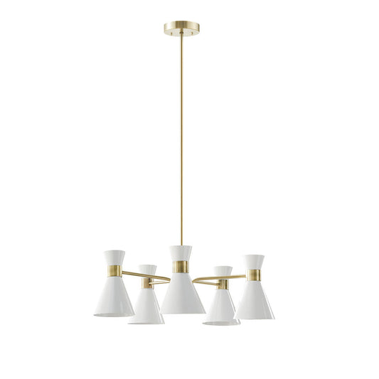 Modern 5-Light Gold & White Chandelier