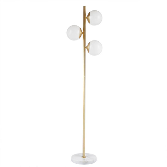 3-Globe Light Floor Lamp with Marble Base